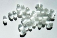 30 6x4mm White Fiber Optic Oval Beads